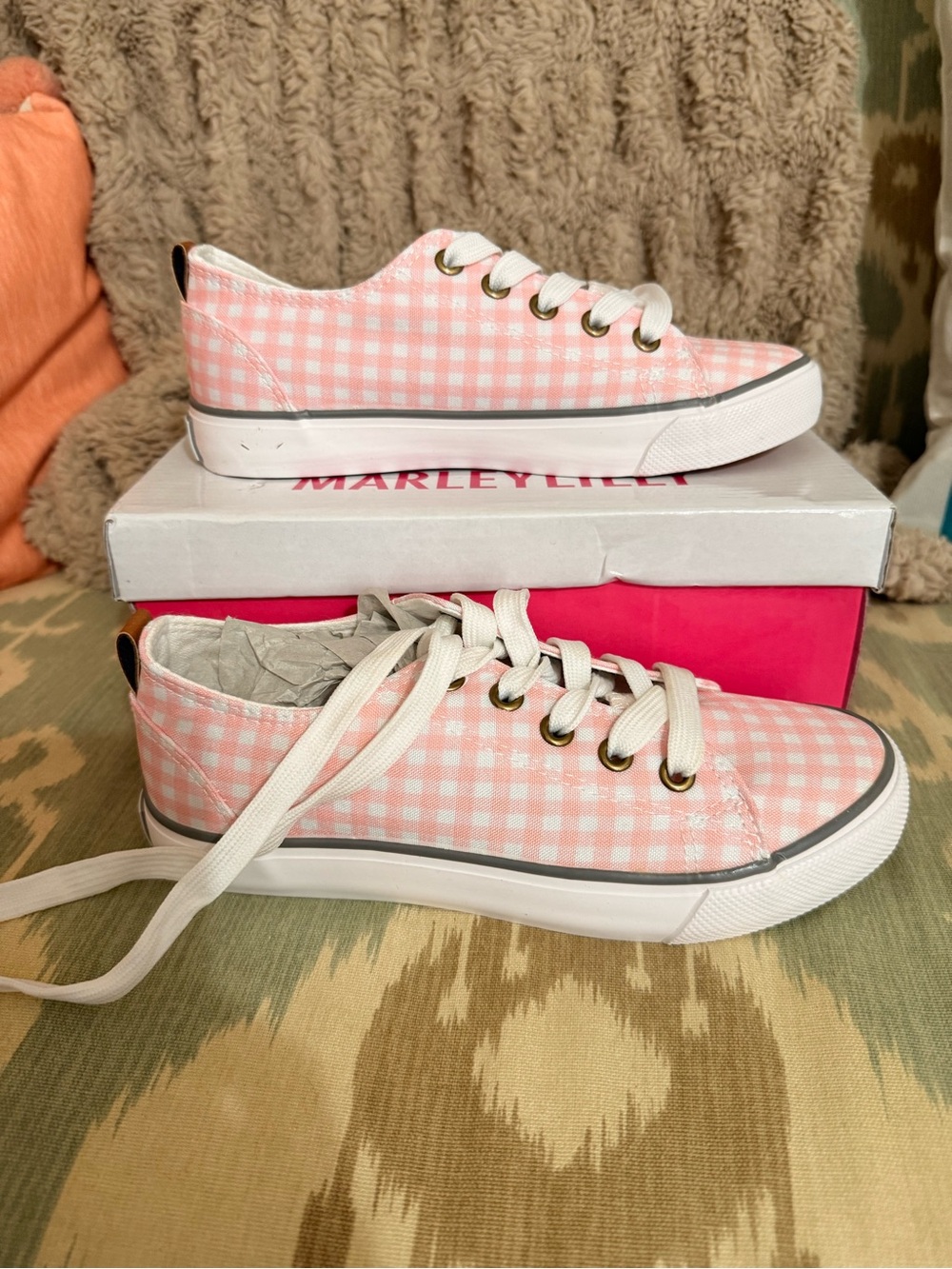 MarleyLilly Pink Gingham Shoes, Sneakers